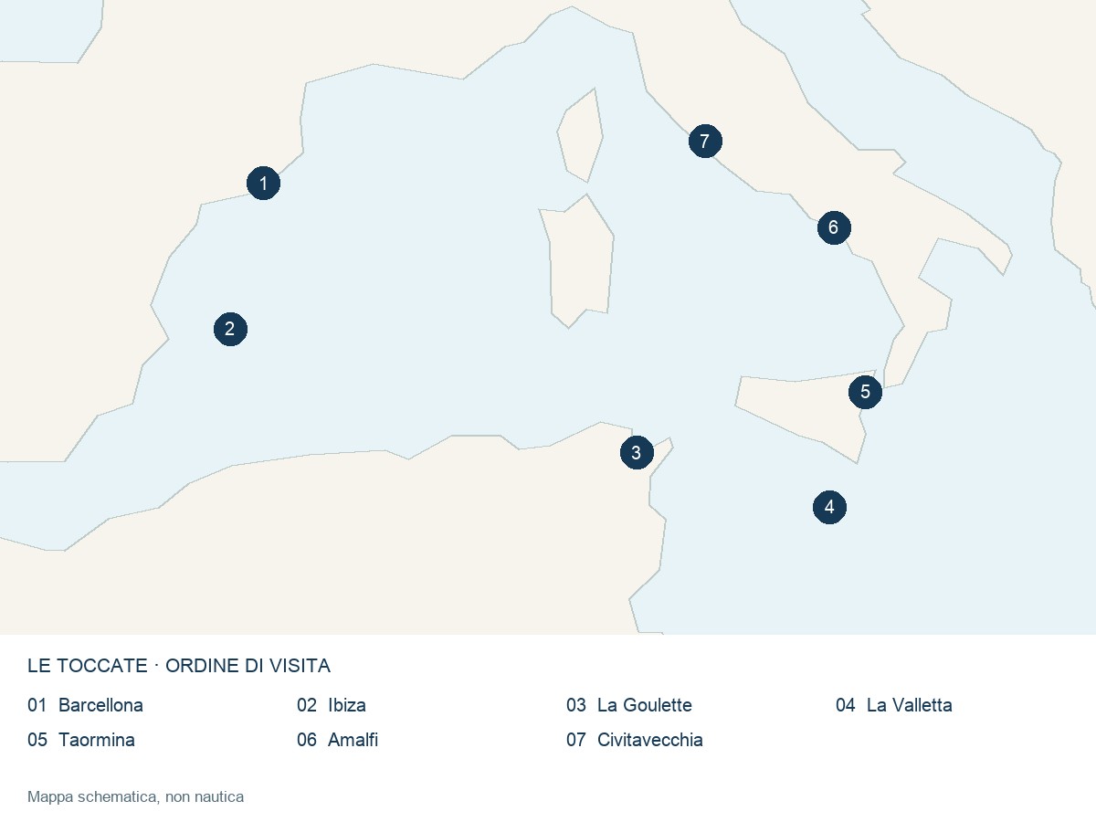 Mappa delle toccate: MEDITERRANEO, ISOLE E NORD AFRICA
